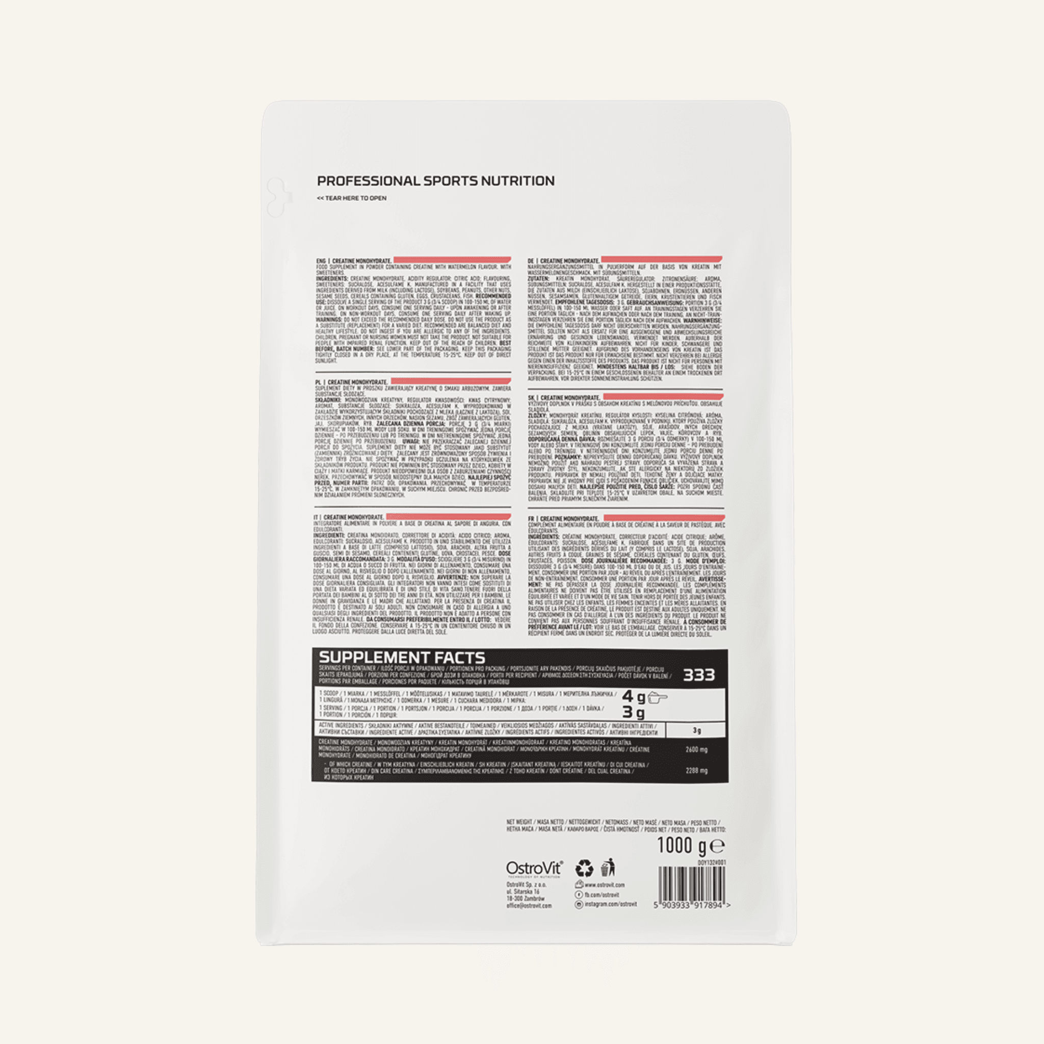 Creatine Monohydrate, Watermelon - 1000 grams